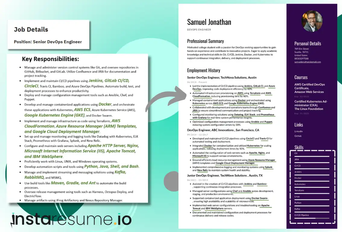 Tailor Resume as per job description - InstaResume