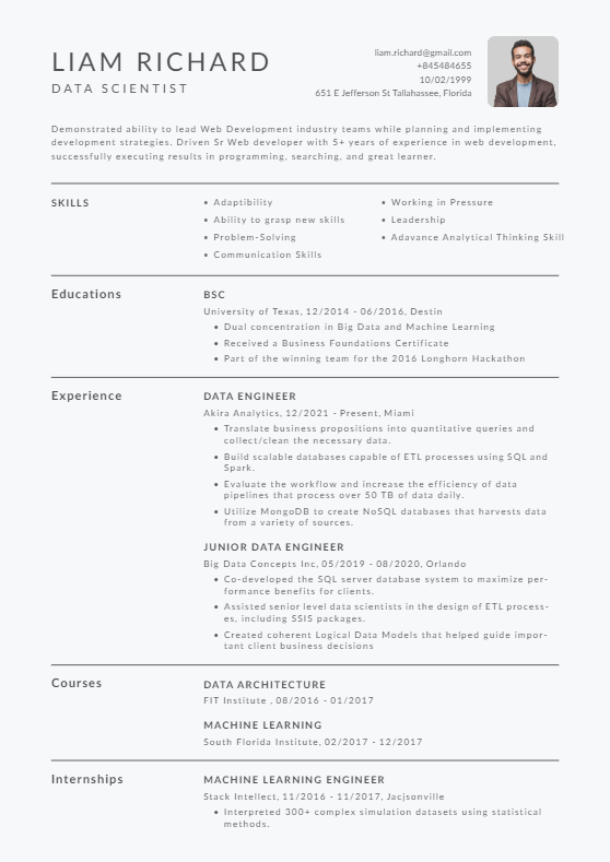 Instaresume Resume Template: Business resume template