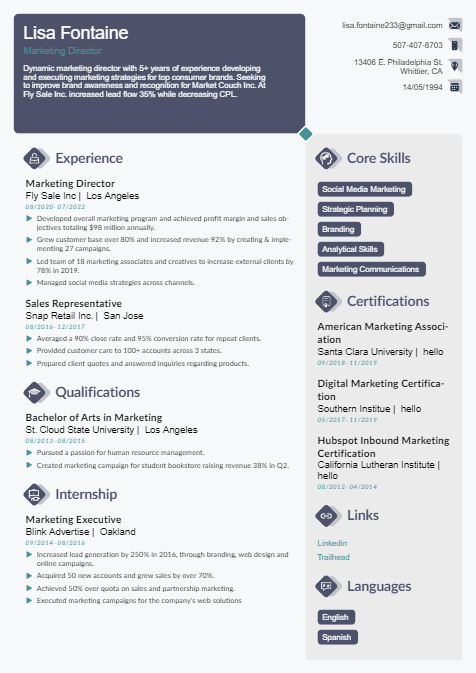 Instaresume Resume Template: Combined resume template